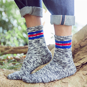 Men's Mid Calf Cotton <b>Socks</b> Light Gray Stripes Warm Autumn Winter Outdoor Sports <b>Socks</b> Size 39-44 - Product Image 3