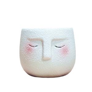 Cartone animato forma del viso smaltata ceramica succulenta pianta verde vaso di fiori per la casa e <span class=keywords><strong>giardino</strong></span> contenitore - Product Image 3