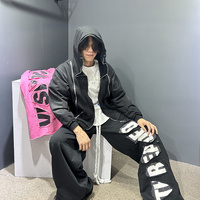 Pantalon de jogging sérigraphié avec strass personnalisé pantalon baggy vintage à jambes larges pantalon de survêtement en coton empilé pour hommes