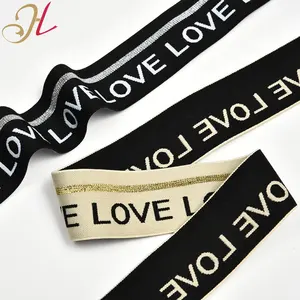 Hualiu Factory wholesale gold silver love nylon underwear waistband jacquard web elastic band