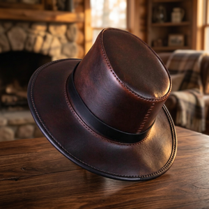 BS International High Quality Genuine Cow Leather Unisex Fashion Hat Long-Lasting Brown Personalized Adults Beach <b>Travel</b> Casual - Product Image 1