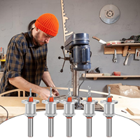 Jeu de forets à fraiser réglables à pointe carbure 5PC coupe-trou à 90 ° avec butée de profondeur outils de menuiserie à faible friction