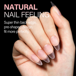 <span class=keywords><strong>Aillsa</strong></span>, venta al por mayor, OEM, 450 Uds., 15 tamaños, puntas de uñas de almendra medianas, punta de uñas de Gel suave transparente, doble cara, mate completo, puntas de uñas de cobertura completa - Product Image 4