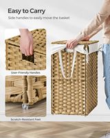Panier à linge pliable en rotin synthétique CF avec couvercle et poignées, doublure amovible, pour salle de bain