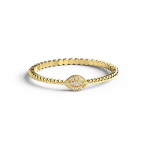 แหวนเพชรทรงกลมเจียระไนแบบบริลเลียนท์เคลือบทอง 18K 14K หรูหรา ประดับด้วยลูกปัดเพชรเลี้ยงในห้องปฏิบัติการ แหวนแต่งงานแบบคลาสสิก สามารถสวมซ้อนกันได้ - Product Image 1