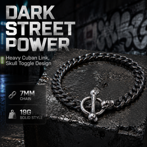 Bracelet tendance gothique pour motard avec fermoir tête de mort, en acier inoxydable 316L, chaîne gourmette noire, résistant au ternissement, étanche, style vintage pour homme - Product Image 4