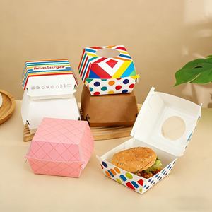 Emballage alimentaire en papier kraft pour sandwichs, hamburgers, pains carrés, hot-dogs, boîte à gâteau jetable avec couvercle en plastique transparent - Product Image 1