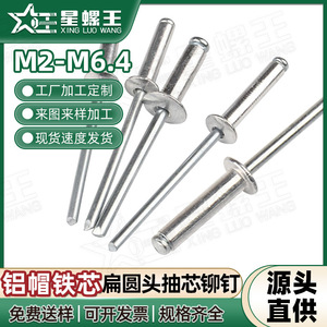 Remaches ciegos de cabeza plana redonda tipo abierto Star Conch King M2 M3 M4 M5 M6 con tapa de aluminio y núcleo de hierro para equipos de comunicación - Product Image 5