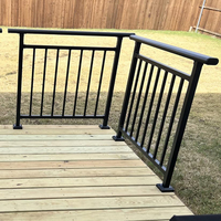 ZJ Pulverbeschichtetes schwarzes Outdoor-Handlauf-Set aus Aluminium für einfache Montage – ideal für Wohnhaus-Terrassen, Außentreppen und Schutz von Außendecks