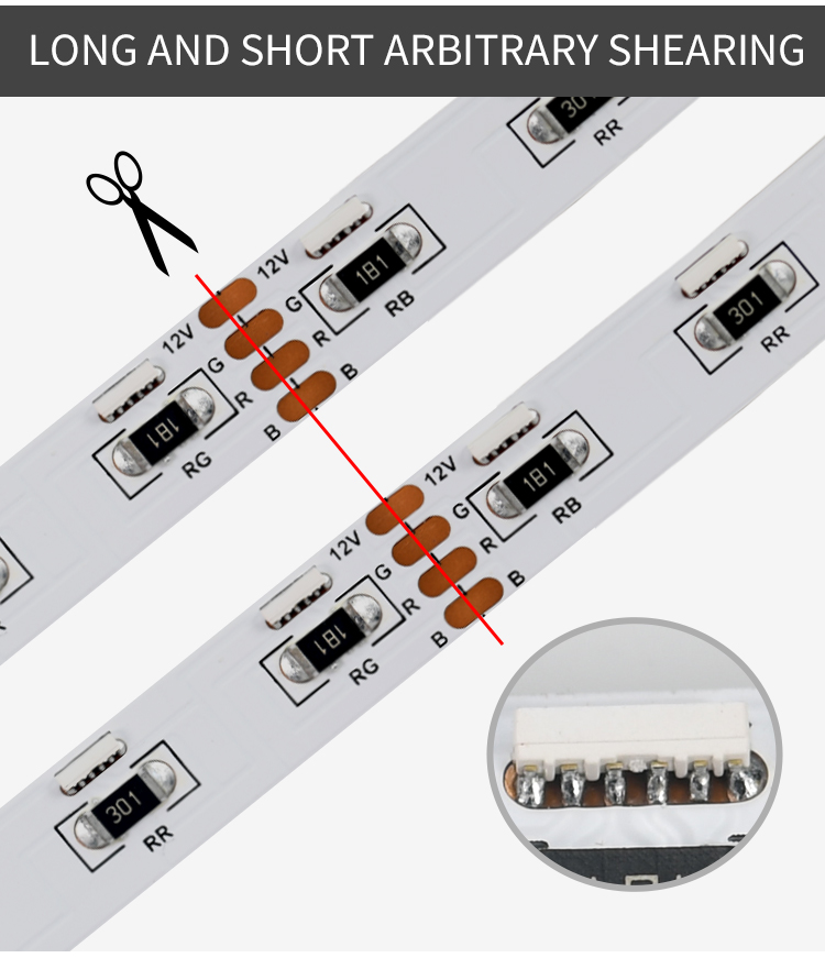 DC 12/24V 10MM wide 60LEDs side view LED strip light smd 020 LED strip RGB available