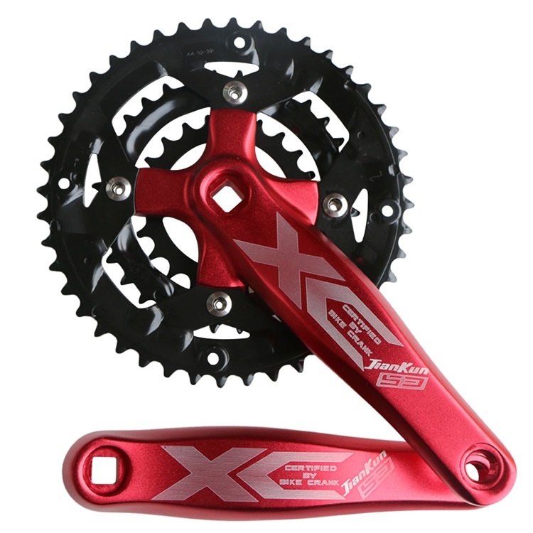 Tixiyu Juego de bielas para bicicleta de montaña, bielas de acero al carbono 24-34-42T con cubierta de cadena, juego de bielas para bicicleta de montaña