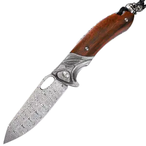 Swiss polvere coleottero damasco acciaio coltello pieghevole sopravvivere strumenti coltello da tasca campeggio all'aperto coltello stabile legno RTS personalizzato