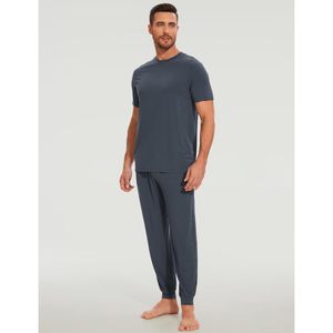 Custom Bamboo Viscose <b>Men's</b> Pajama Set Short Sleeve Solid Color Soft Lounge Wear Sleepwear Loungewear <b>Mens</b> <b>Pj</b> Sets - Product Image 4