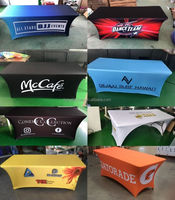Housses de table en spandex personnalisées avec logo imprimé, rectangulaires, en polyester, pour fêtes, banquets, mariages, nappes extensibles