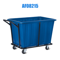 Chariot de blanchisserie en plastique LLDPE et acier de 280 L, résistant aux produits chimiques, durable, de haute qualité, avec roues, bleu, vente en gros