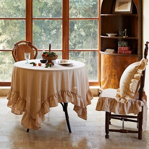 Organic French Luxury Pure <b>Linen</b> Flounce <b>Table</b> <b>Cloth</b> <b>Table</b> Cover Embroiderable Solid Color Home Hotel Customizable Wholes - Product Image 2