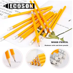 Pencil Leads Cheap Wholesale 2023 Basics Woodcased #2 Pre-sharpened HB Lead Bulk Box Packing School Yellow Wooden Kids Pencil With Eraser