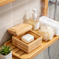 Boîte à Savon Portable Écologique en Bambou de Haute Qualité avec Couvercle et Grille de Drainage, Personnalisable avec Logo, pour Rangement de Savon Artisanal dans la Salle de Bain