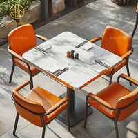 Ensemble de meubles modernes de qualité supérieure en marbre et cuir écologiques pour restaurants, pizzerias, cafés et salons de restauration rapide (chaises et tables)