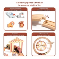 Vente flash - Jouet de train en bois éducatif de haute qualité pour enfants - Ensemble de rails de train de cirque avec blocs d'animaux pour enfants