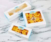 Boîte à gâteaux et à tartes aux œufs, boîte d'emballage à emporter avec plateau inférieur, boîtes en papier pour tartes aux œufs portugaises avec fenêtre