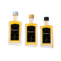 Botol Kaca Mini Kosong Persegi 50ml untuk Kemasan Sampel Vodka Whiskey Premium dengan Tutup Aman