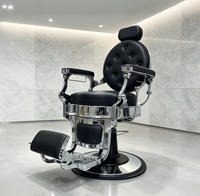 Fauteuil de barbier classique haut de gamme à boutons capitonnés pour usage professionnel en salon de coiffure