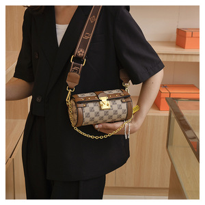 Bolso elegante con cilindro de diseño funcional para mujer, monederos de cuero vegano, bolso de mano, bolsos de hombro para mujer - Product Image 2