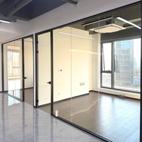 Système de cloisons en verre modulaires, panneaux de 12 mm d'épaisseur, cadre en aluminium, design moderne, contrôle du bruit, mobile, installation facile, flexible
