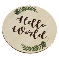 Artside Hello World Baby Monatliche Meilenstein-Wachstumsdecke mit Bemalten Holz-Posiertüchern - Perfekte Kinderzimmerdekoration & Neugeborenen-Geschenk