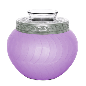 Azul y de vela de plata de cremación urna con hojas banda para niño Funeral Memorial para mascotas o cenizas humanas candelita urna - Product Image 2