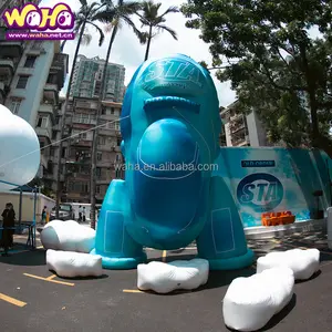 Hot sale giant inflatable rocket, blue inflatable rocket ship for advertising