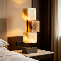 Lampe d'appoint simple en albâtre, socle marron, vente en gros directe usine, design personnalisé, lampe de table pour showroom