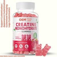 Gummies de créatine monohydrate OEM 5000mg saveur fraise, 90 unités sans sucre, véganes, supplément de créatine à croquer pour la routine quotidienne
