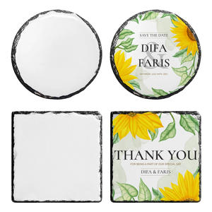 Sublimation <strong>Blank</strong> Coaster Natural Rock <strong>Slate</strong> Art Coasters Custom DIY Round &amp; Square Coasters Great for Table Dining Decorations - Product Image 6