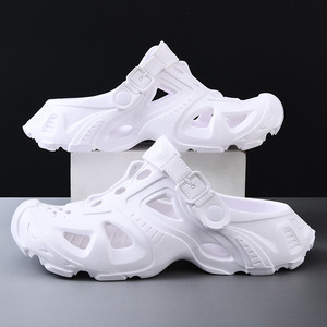 Men's Crocs Summer Outdoor Thick Soled <b>Closed</b> <b>Toe</b> <b>Sandals</b> Non Slip Breathable EVA White Black Khaki Green Solid Color 3.5cm Heel - Product Image 1