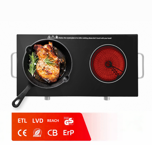 Small Kitchen Appliances Easy to Operate Double Burner Glass Electric Infrared Ceramic Cooker Stove Without Gas