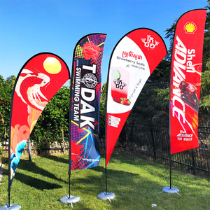 Wholesale Promotional Polyester Beach Teardrop Flags Flexible Feathers Design for Trading and Advertising