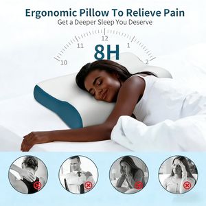 Almohada Cervical con Relleno de Espuma Viscoelástica y <span class=keywords><strong>Material</strong></span> 100% Poliéster para Alivio del Dolor - Product Image 4