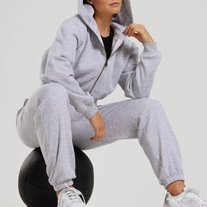 OEM High Quality Cotton Lightweight Jacket <b>Crop</b> Top Blank Workout Women Oversize <b>Zip</b> <b>up</b> Jacket Hoodie - Product Image 3