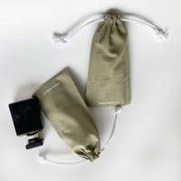 Sac à cordon personnalisé de taille 7x15 cm en coton biologique et lin recyclable avec cordon blanc pour parfum