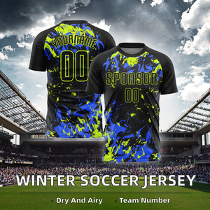 Nueva Camiseta de Fútbol para Hombre, Verano/Invierno, 100% Poliéster, Secado Rápido, Transpirable, Cuello en V, Manga Corta - Product Image 2