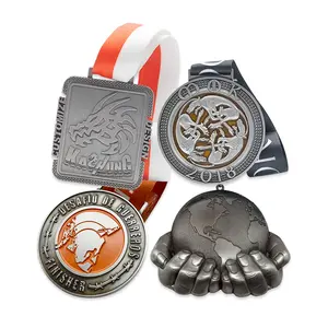 Wholesale Custom Medals Cheap Blank Zinc Alloy 3d Marathon Run Medal Sports Metal Medal with Ribbon
