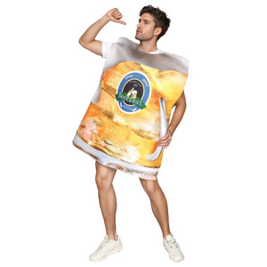 Costume de mascotte de fête d'Halloween pour hommes adultes, costume de bière glacée, tissu polyester - Product Image 1