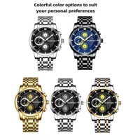 Montre à quartz multifonctionnelle pour homme, étanche 3ATM, en acier inoxydable, chronographe super lumineux, style business, bracelet en alliage de 20 mm
