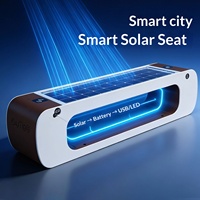 Banc Urbain en Bambou Alimenté par Énergie Solaire, Chaise Publique au Design Moderne avec Recharge Sans Fil WIFI, Éclairage LED, Siège Photovoltaïque Modèle C-03