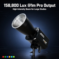 Projecteurs LED COB multicolores portables 300W avec contrôle DMX, écran LCD HD, angle de faisceau 36°, indice de protection IP33 pour diffusion en direct et TikTok