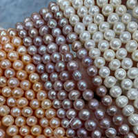 Perles d'eau douce naturelles semi-finies, presque rondes, de 5-6 mm, percées sur le côté, pour la création de bijoux DIY