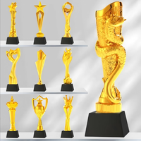 Trophée personnalisé en résine plaqué or avec base en cristal noir, forme étoile, cœur, cheval, plaque de récompense pour réunion annuelle d'entreprise, cadeau d'affaires