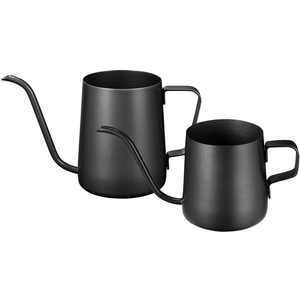 Long Narrow Spout Stainless Steel <strong>Camping</strong> Coffee Pot &amp; Gooseneck Tea <strong>Kettle</strong> 12/8.5 Oz Pour Over Drip Black - Product Image 1